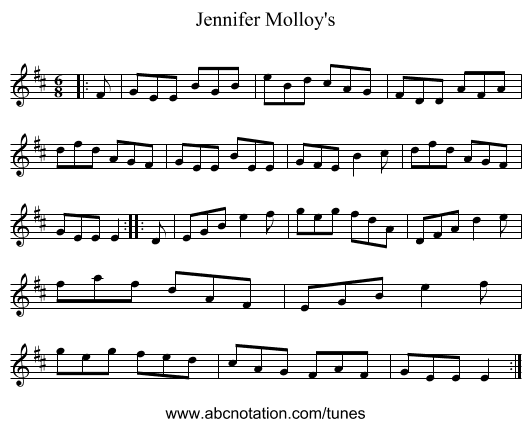 Jennifer Molloy's - staff notation