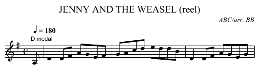 JENNY AND THE WEASEL (reel) - staff notation