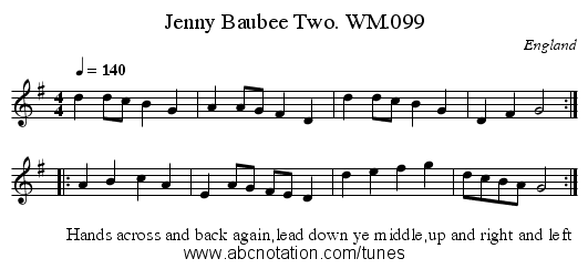 Jenny Baubee Two. WM.099 - staff notation
