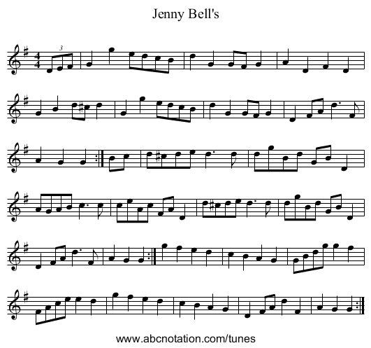 Jenny Bell's - staff notation
