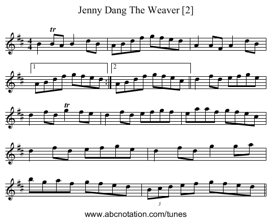 Jenny Dang The Weaver [2] - staff notation