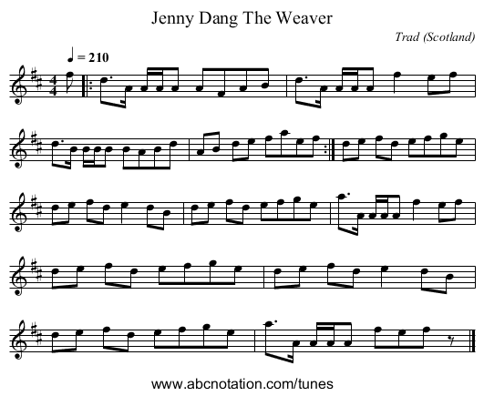 Jenny Dang The Weaver - staff notation