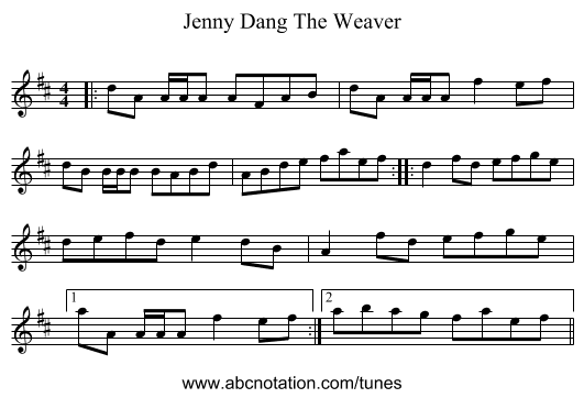 Jenny Dang The Weaver - staff notation
