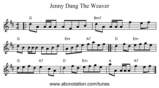 Jenny Dang The Weaver - staff notation