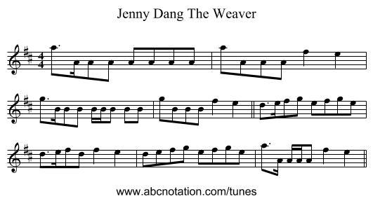 Jenny Dang The Weaver - staff notation