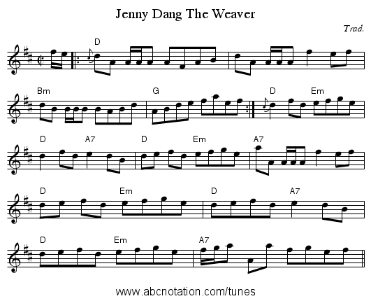 Jenny Dang The Weaver - staff notation