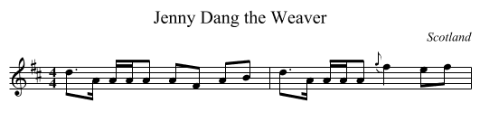 Jenny Dang the Weaver - staff notation