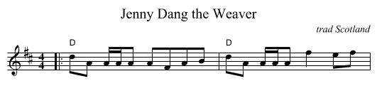 Jenny Dang the Weaver - staff notation