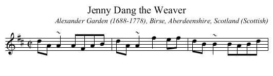 Jenny Dang the Weaver - staff notation