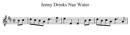 Jenny Drinks Nae Water - staff notation