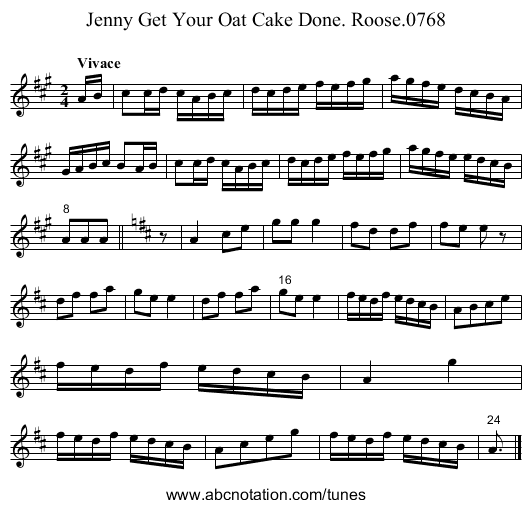 Jenny Get Your Oat Cake Done. Roose.0768 - staff notation