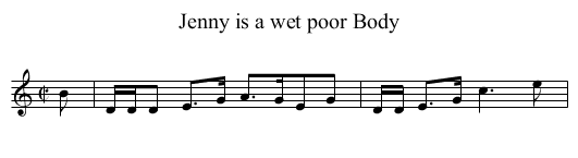 Jenny is a wet poor Body - staff notation