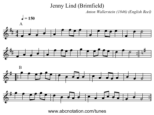 Jenny Lind (Brimfield) - staff notation