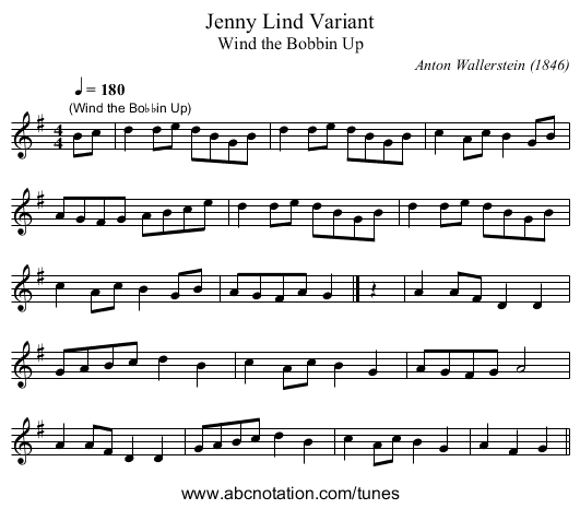 Jenny Lind Variant - staff notation