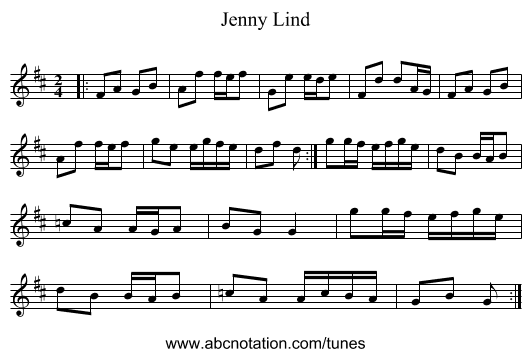 Jenny Lind - staff notation