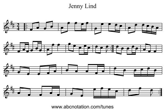 Jenny Lind - staff notation