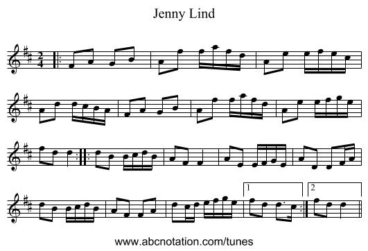 Jenny Lind - staff notation