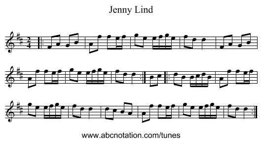 Jenny Lind - staff notation