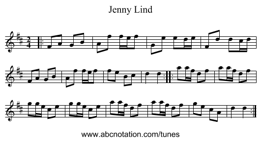 Jenny Lind - staff notation