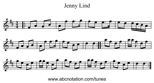Jenny Lind - staff notation