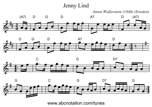 Jenny Lind - staff notation