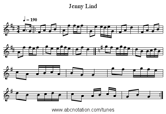Jenny Lind - staff notation
