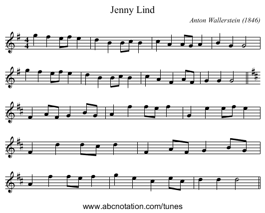 Jenny Lind - staff notation