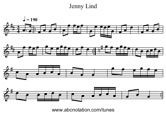 Jenny Lind - staff notation