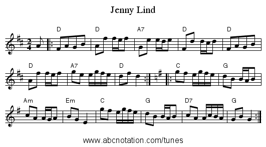 Jenny Lind - staff notation