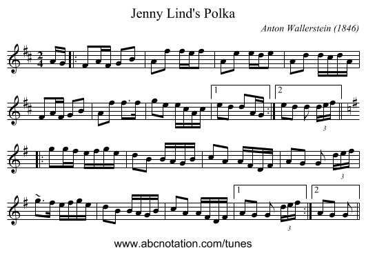 Jenny Lind's Polka - staff notation