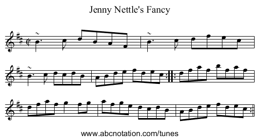Jenny Nettle's Fancy - staff notation