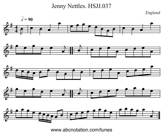 Jenny Nettles. HSJJ.037 - staff notation