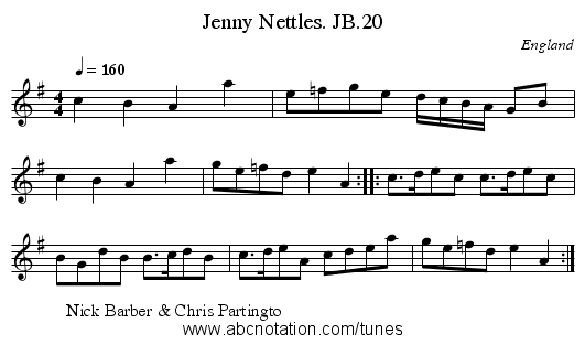 Jenny Nettles. JB.20 - staff notation