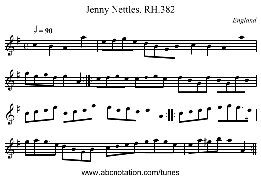 Jenny Nettles. RH.382 - staff notation