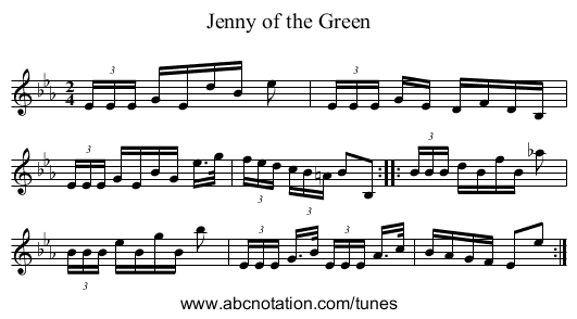 Jenny of the Green - staff notation