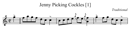Jenny Picking Cockles [1] - staff notation