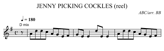 JENNY PICKING COCKLES (reel) - staff notation