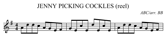 JENNY PICKING COCKLES (reel) - staff notation