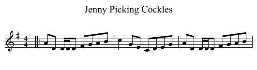 Jenny Picking Cockles - staff notation