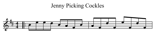 Jenny Picking Cockles - staff notation