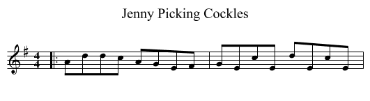 Jenny Picking Cockles - staff notation
