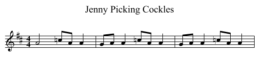 Jenny Picking Cockles - staff notation