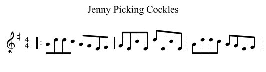 Jenny Picking Cockles - staff notation