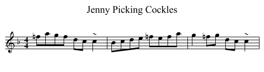Jenny Picking Cockles - staff notation