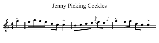 Jenny Picking Cockles - staff notation
