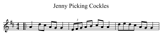 Jenny Picking Cockles - staff notation