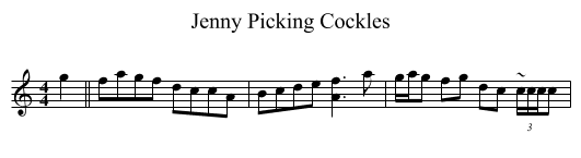 Jenny Picking Cockles - staff notation