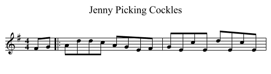 Jenny Picking Cockles - staff notation