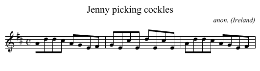 Jenny picking cockles - staff notation