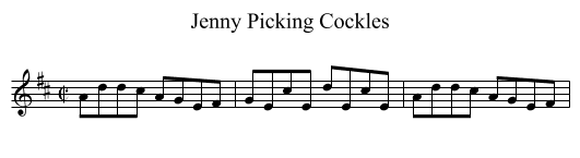 Jenny Picking Cockles - staff notation